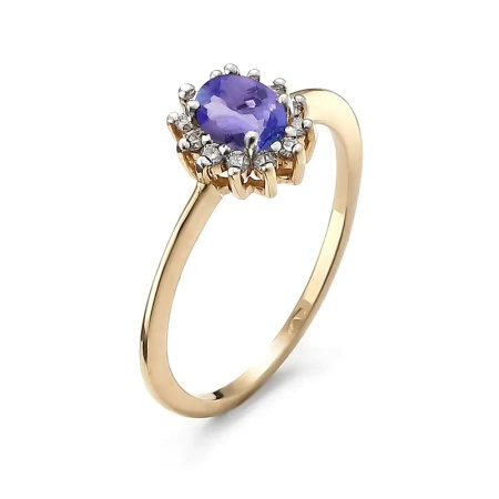 Pierścionek z tanzanitem i brylantami