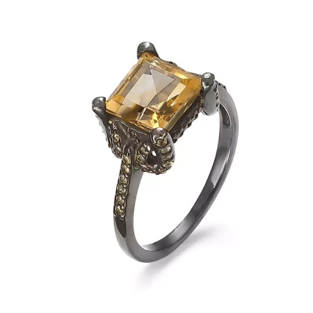 Pierścionek z cytrynem i szafirami