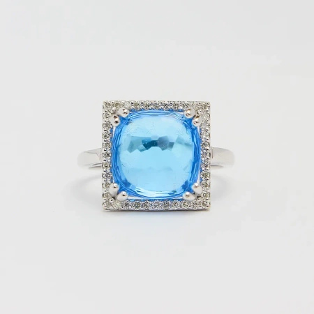 Pierścionek z topazem i brylantami