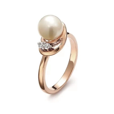 Pierścionek z perłą i cyrkoniami