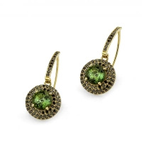 Kolczyki z turmalinem i czarnymi brylantami