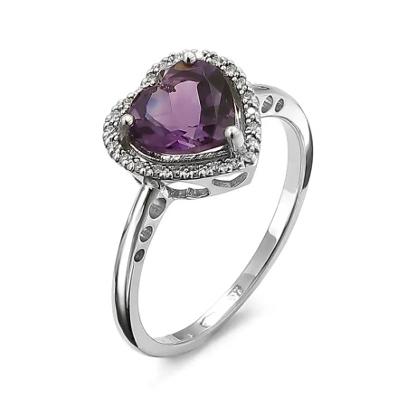 Pierścionek z ametystem i brylantami
