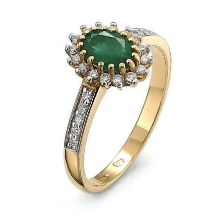 Pierścionek z szmaragdem i brylantami
