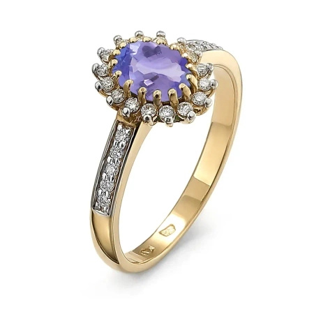Pierścionek z tanzanitem i brylantami
