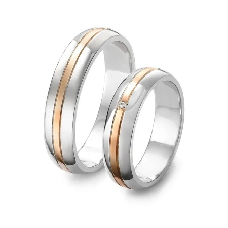 Obrączki ślubne z brylantem 0,01 ct