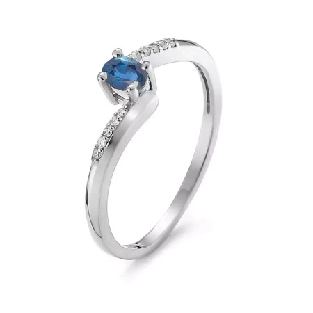 Pierścionek z szafirem i brylantami