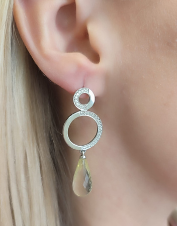 Kolczyki z kwarcem cytrynowym  i brylantami