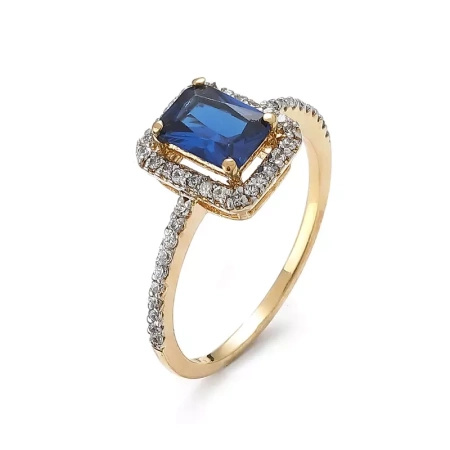 Pierścionek z szafirem i brylantami