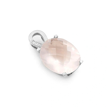 Zawieszka z kwarcem różowym i brylantami