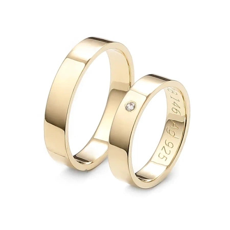 Obrączki ślubne z brylantem 0,02 ct