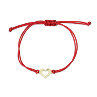 Bransoletka złota na sznurku Au 585 - serce