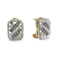 Kolczyki z białymi i koniakowymi brylantami