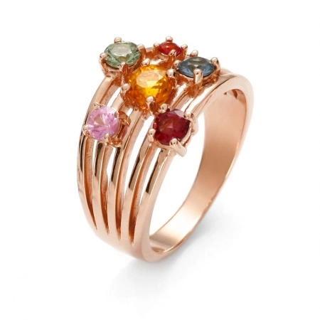 Pierścionek z szafirami i rodolitem