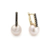 Kolczyki z perłą i czarnymi brylantami