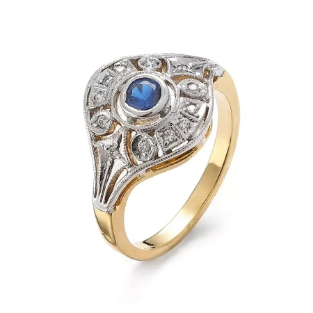 Pierścionek z szafirem i brylantami