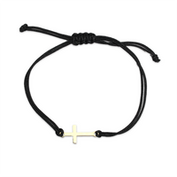 Bransoletka złota na sznurku Au 585 - krzyżyk