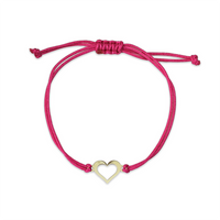 Bransoletka złota na sznurku Au 585 - serce