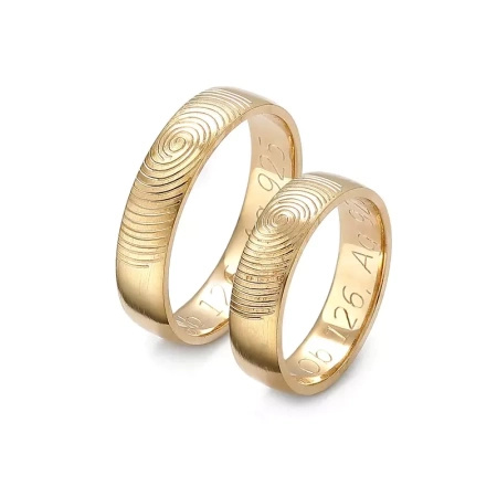Obrączki ślubne 5 mm - linie papilarne