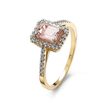 Pierścionek z morganitem i brylantami
