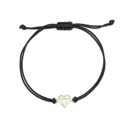 Bransoletka złota na sznurku Au 585 - diament