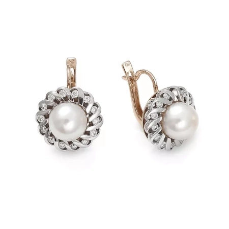 Kolczyki z perłą Biwa i brylantami