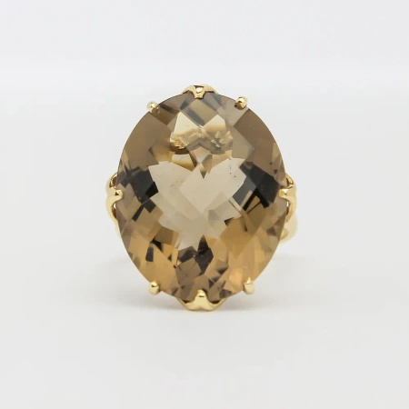 Pierścionek z kwarcem dymnym