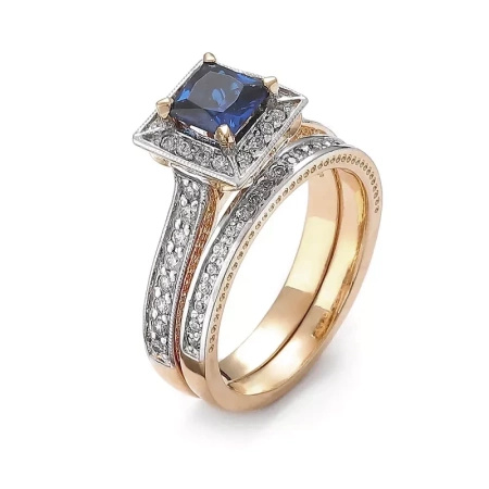 Pierścionek z szafirem i brylantami