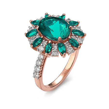 Pierścionek z szmaragdem i brylantami