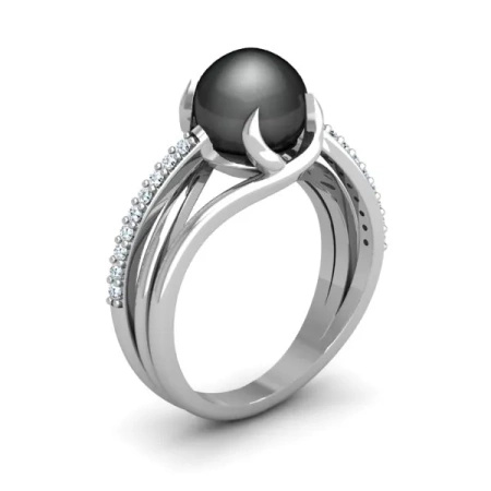 Pierścionek z perłą tahitańską i brylantami