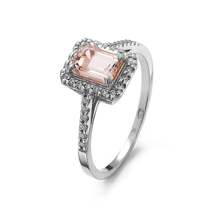 Pierścionek z morganitem i brylantami