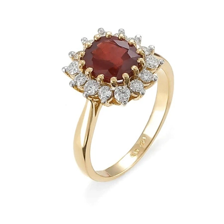 Pierścionek z brylantami i rubinem