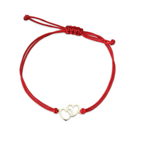 Bransoletka złota na sznurku Au 585 - serce