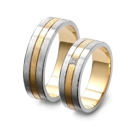 Obrączki ślubne z brylantem 0,01 ct