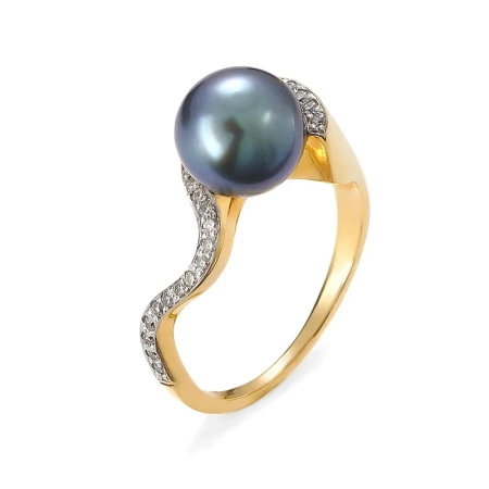 Pierścionek z perłą tahitańską i brylantami