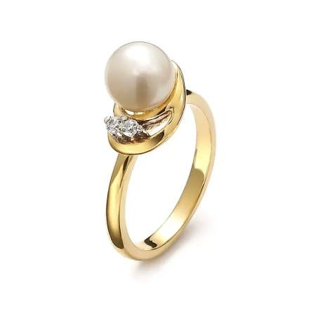 Pierścionek z perłą i cyrkoniami