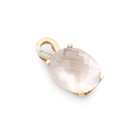 Zawieszka z kwarcem różowym i brylantami