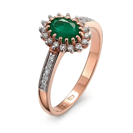Pierścionek z szmaragdem i brylantami