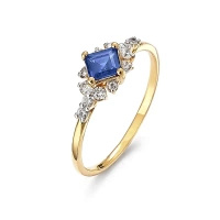 Pierścionek z szafirem i brylantami