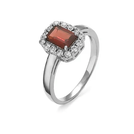 Pierścionek z granatem i cyrkoniami