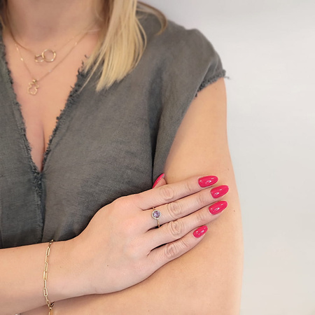 Pierścionek z ametystem i brylantami