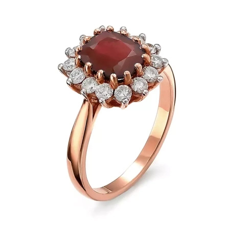 Pierścionek z brylantami i rubinem