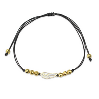 Bransoletka złota na sznurku Au 585 - skrzydełko