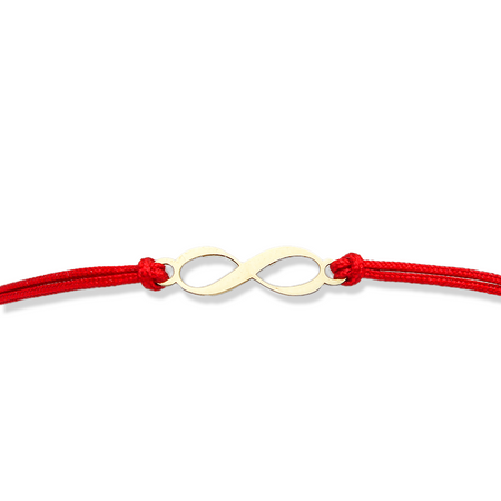 Bransoletka złota na sznurku Au 585 - nieskończoność