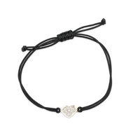 Bransoletka złota na sznurku Au 585 - ażurowe serce