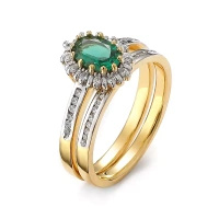 Pierścionek z szmaragdem i brylantami