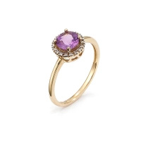 Pierścionek z ametystem i brylantami