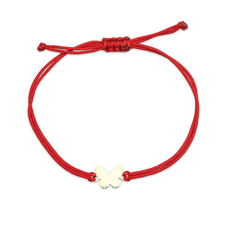 Bransoletka złota na sznurku Au 585 - motyl