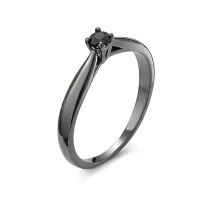Pierścionek z czarnym brylantem 0,10 ct