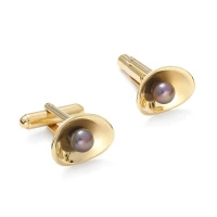 Złote spinki do mankietów z perłami