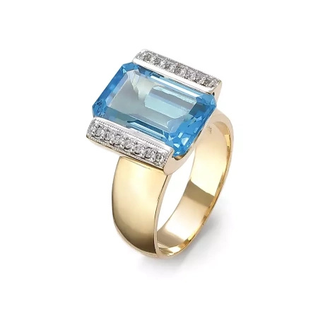 Pierścionek z topazem i brylantami